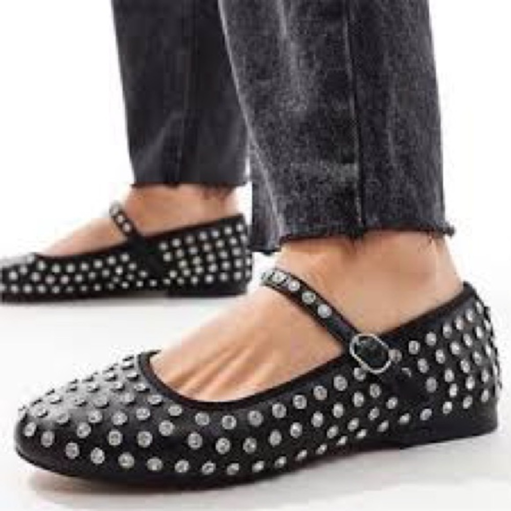 House of Harlow Black 1960 Flashy Mary Jane Ballet Flats - Picture 2 of 11